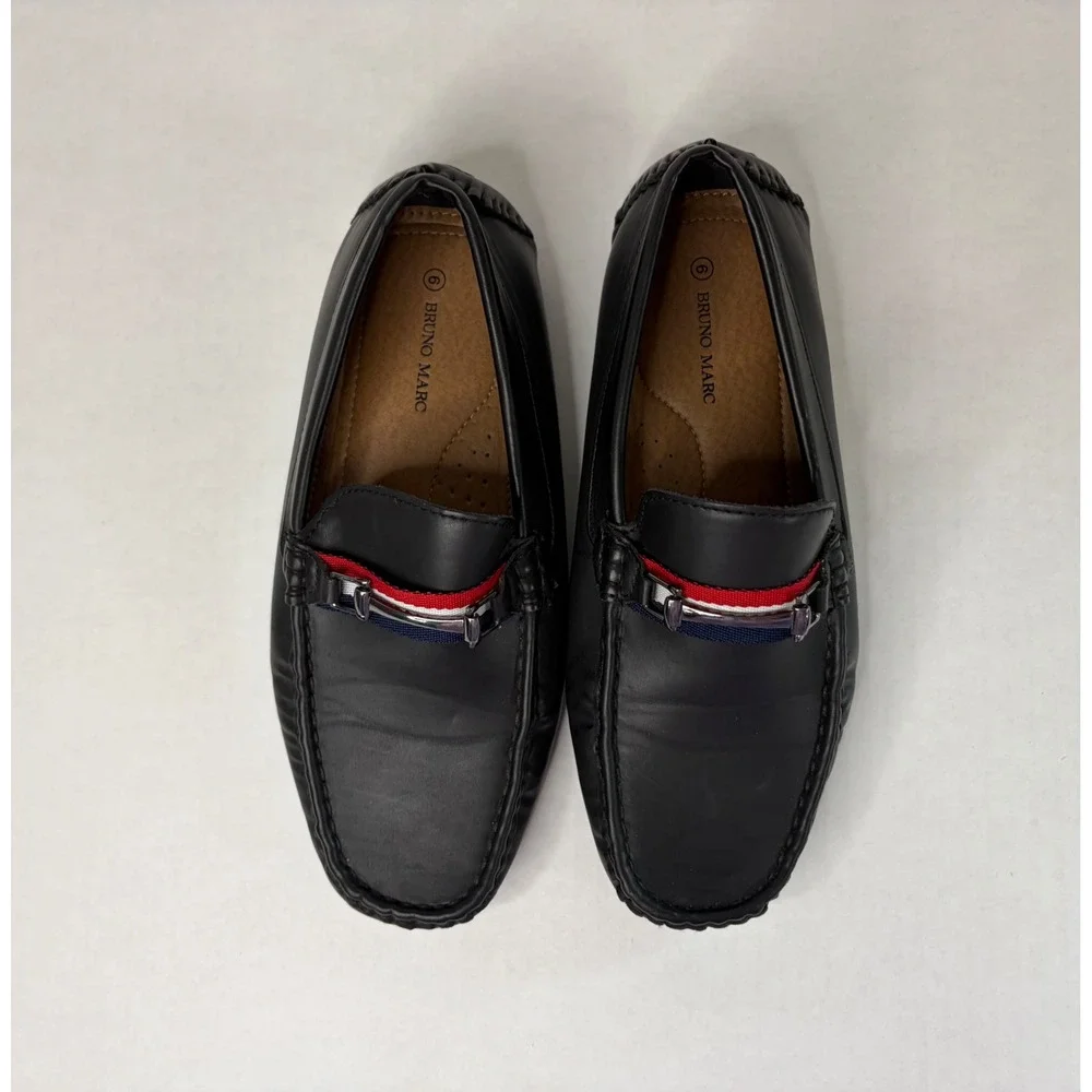 Bruno Marc Mens Black Driving Loafers Horsebit‎ Slip On Moc Toe Shoes Size 6